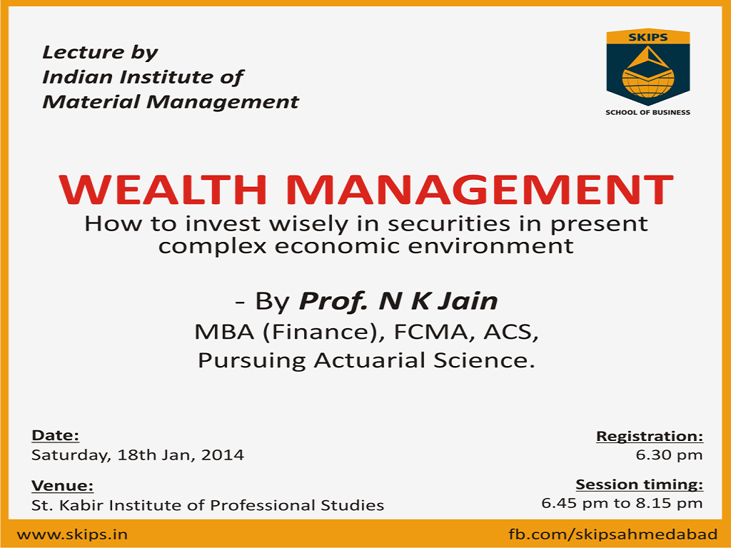 Lecture on Wealth Management by the Indian Institute of Material Management(IIMM)